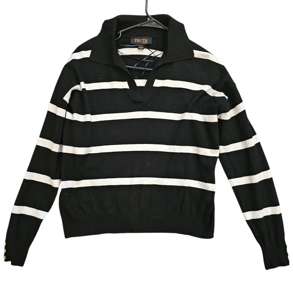 Truth by Republic Black V-Neck Sweater for Women